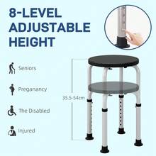 Shower Chair, Height Adjustable Aluminium Shower Stool With Non-Slip Feet For Disabled, Elderly, Black - T0001-01-2216 - View 6