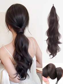 Wrap-Around Mermaid Curl Faux Ponytail, Natural Voluminous Low Ponytail, Hair Volume Booster, Big Wave Straight Ponytail - Multicolor - View 10