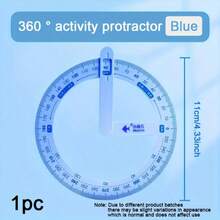 1pc-Minifish 360° Movable Protractor, Transparent Angle Measuring Tool With Rotating Arm, Suitable For Students, Teachers, Classroom, Geometry, Drafting, Plastic Protractor, Blue And Pink - View 7