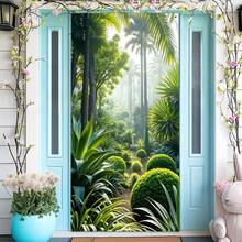 [Party Banner, Bunting_party Banners]1pc, Polyester Material, Green Forest Theme Door Frame Decoration, Indoor/Outdoor Decor, Suitable For Photography - Multicolor - View 8