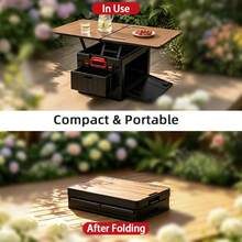 shenghuochuangyi Multi-Functional Camping Storage Box With Foldable Expandable Tabletop, Large Capacity Waterproof Portable Outdoor Picnic Organizer Bin, Multipurpose Storage Container For BBQ, Road Trip, Car Trunk, Camping & Household Storage - New Style Foldable Outdoor Storage Box - View 6