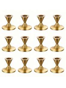 12/2 pièces Bougeoirs en forme de cône dorés, convenant pour la décoration de centre de table, la réception de mariage, la décoration de Noël, la décoration de la maison, la décoration d'Halloween/Noël, la décoration de la chambre - multicolore - Voir 17