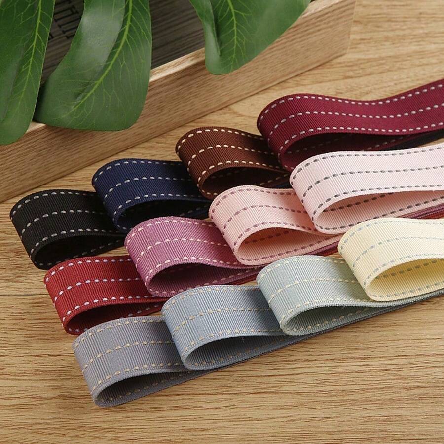 3-Row Dotted Ribbed Ribbon, Suitable For DIY Crafts, Gift Wrapping, Wedding Decoration And Bow Making, Rose Bows, Party Decoration, Holiday Gifts - Multicolor - View 1