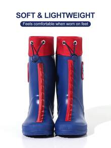 GentleChild Kids Dinosaur Rain Boots Black Red Drawstring Waterproof Non Slip Shoes For Boys Girls School Garden Puddle Outdoor - Royal Blue - View 5
