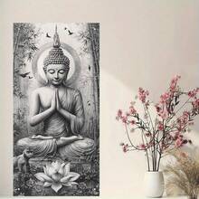 2D Flat 2D Door Flag 2D Flat 2D Door Flag 1pc, 2D Door Flag Zen Statue Christmas Door Cover Party Banner - Multicolor - View 5