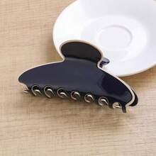 1pc European And American Style Acetate Fiber Crafted Black White Minimalist Textured Medium Hair Clip,Hair Accessories For Women - Multicolor - View 7