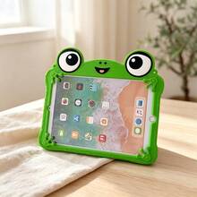 Cartoon Cute Big Eye Frog Silicone Tablet Protective Case, Compatible With IPad 7/8/9/10.2 Inch/Air3/Pro 10.5 Inch/10th Gen 10.9 Inch/A16/11th Gen 2025 Inch, Multi-Function Anti-Drop Wear-Resistant Shockproof 2-In-1 Rotatable Stand Tablet Shell - Green - View 3