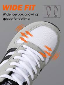 Men's Wide Toe Box Breathable Mesh & PU Casual Sports Shoes, Athletic Style, All-Season Black - Light Grey - View 3