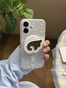 Star Angel Wings With Mirror Magnetic Stand, Compatible With All Phone Models 16 And 17 Series - White - View 2