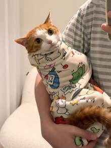 Pet Cat Grooming Wrap, With Fun Cartoon Design - Pet Protective Cover, Feeding, Anti-Scratch, Escape Protection, Soft, Comfortable And Easy To Clean, Suitable For Grooming, Ear Cleaning, Nail Trimming And Storage, Cleaning Pet Towel - White Cat With Blue Eyes Relaxing In A Comfortable Environment, Cat Grooming Cloth, Fun Design, Soft Fabric, Multi-Purpose No Battery Required - View 3