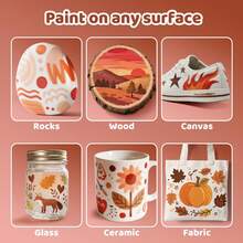 GuangNa 12/24 Acrylic Paint Markers , Skin Color Brush Tip Acrylic Paint Pens For Pumpkin Paint, Rock Painting, Wood, Glass, Paper, Coloring Book, Ceramic, Canvas, DIY Crafts, Water-Based Ink - Sets - View 6