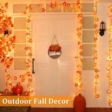 1pc New Maple Leaf Pumpkin Lantern, Autumn Home Decor Maple Leaf Pumpkin Light, Battery Operated (Batteries Not Included) 3D Pumpkin Maple Leaf Garland String Lights, Suitable For Fireplace, Doorway, Hallway, Indoor And Outdoor Use, Halloween, Thanksgiving Decoration - Warm White - View 3