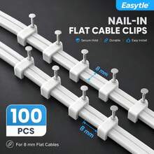 Cable Clips Nail In Cable Clips 100 Pcs 8mm Flat Ethernet Cable Wall Clips Cable Tacks Coax Cable Clip Speaker Wire Clips Cable Nails For Cords Cat5_Cat5e_Cat6_Cat7 RJ45 Cord Clips - White - View 2