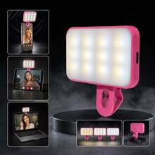 1pc LED Selfie Fill Light, Portable Mini Clip-On Fill Light, Suitable For Phone And Computer, Makeup, Zoom Meetings, Live Streaming, Vlog, Perfect Selfie And Video Call, 150mAh - Square - View 12