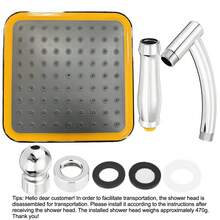 1pc 9 Inch Fixed Shower Head, Water-Saving Pressurized Rotating Rain Shower Head For Bathroom, Durable ABS Plastic Material, Plated, With Shower Extension Arm Handheld Shower Head, Modern Fashion Bathroom Accessory, Holiday Gift - 1 SHOWER HEAD - View 12