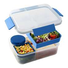 Schiscetta, Bento Box 1600ml Grande Capacità Doppia Strato in Plastica, Scatola per Toast, Schiscetta con Scomparti, Scatola per Sandwich Grande Capacità, Scatola per Conservazione Fresca, Microonde, Multifunzionale, Forniture da Cucina, Forniture per Studenti - Multicolore - Visualizzare 1