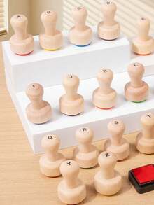 Wooden 26 English Alphabet Stamps, Children's English Word Learning Early Education Educational Toy - Multicolor - View 7