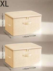 5 Sizes Linen Storage Boxes With Flap, Zipper And Soft Handle, Foldable Organizer Bins For Clothes, Bedding, Blankets, Bedroom Closet Storage - Beige - View 17