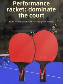 1pc 6-Star Table Tennis Racket Set, Double-Sided High Elasticity Rubber, Ultra-Strong Offensive Carbon Fiber Paddle, Professional Competition & Training, Suitable For All Table Tennis Enthusiasts - Multicolor - View 3