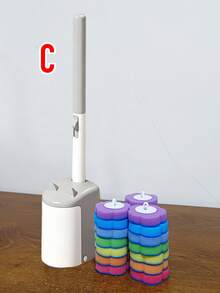 Disposable Toilet Brush Set With Automatic Open/Close Storage Bin, Wall-Mounted Storage, Long Handle Toilet Brush Kit, Suitable For Bathroom And RV - Seven-color Toilet Brush With Vertical-eared Frog - View 26