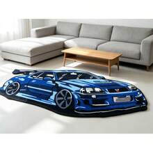 【Soft Sports Carpet】1件裝藍色與白色賽車圖案地墊，仿羊絨加厚地毯，厚實絨毛地毯，秋冬裝飾地毯，臥室裝飾 - 多色8 - 查看 5