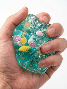 Summer Ocean Style Shell Soft Silicone Square Stress Relief Toy, Transparent Glitter Squeeze Hand Toy, Suitable For Daily Relaxation, Party Favors And Gift Bag Fillers - Multicolor - View 4