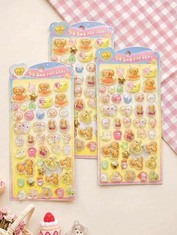 Nuevas Pegatinas de Cristal 3D en Relieve Serie de Colores Dopamina Muñeca Bebé Pegatinas Decorativas Hechas a Mano para Niños Pegatinas de Recompensa para Estudiantes Materiales DIY Juego de Pegatinas 3D de Dibujos Animados Lindos Regalo de Cumpleaños Regalo de Año Nuevo