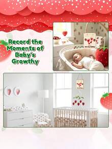 2pcs/1set - Baby First Birthday DIY Footprint/Handprint Hanging Decoration With 3D Berry Theme Wooden Strawberry Footprint Artwork, Newborn Commemorative Gift, Gender Neutral For Boys And Girls, Strawberry Theme First Birthday Decoration, First Birthday Photography Prop, Nursery Decor - Multicolor - View 8