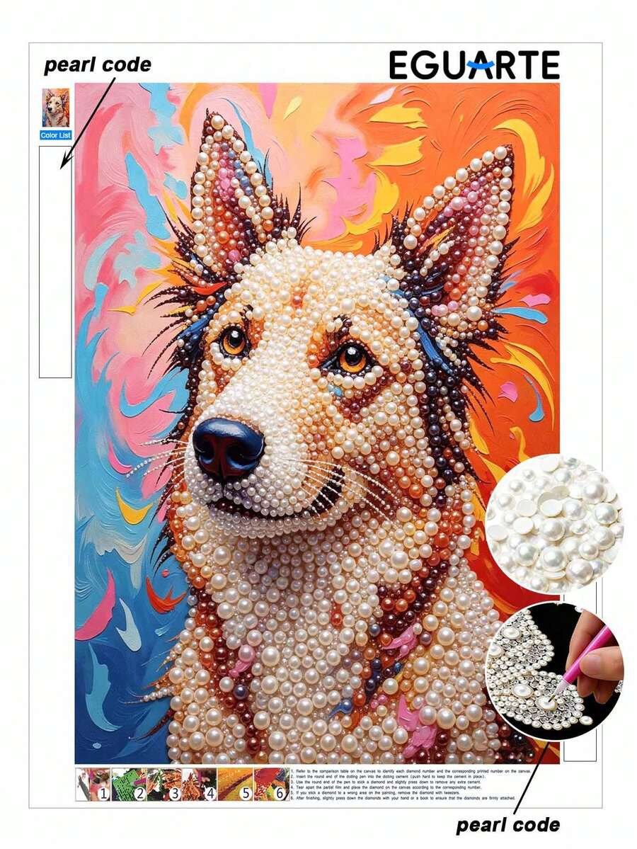 1 Set Pearl Painting - Dog, Frameless DIY Diamond Painting Kit, Includes Pearls, Perfect For Bedroom Decor, Living Room Decor, Room Decor And Art Exhibition, Birthday Gift - A - View 1