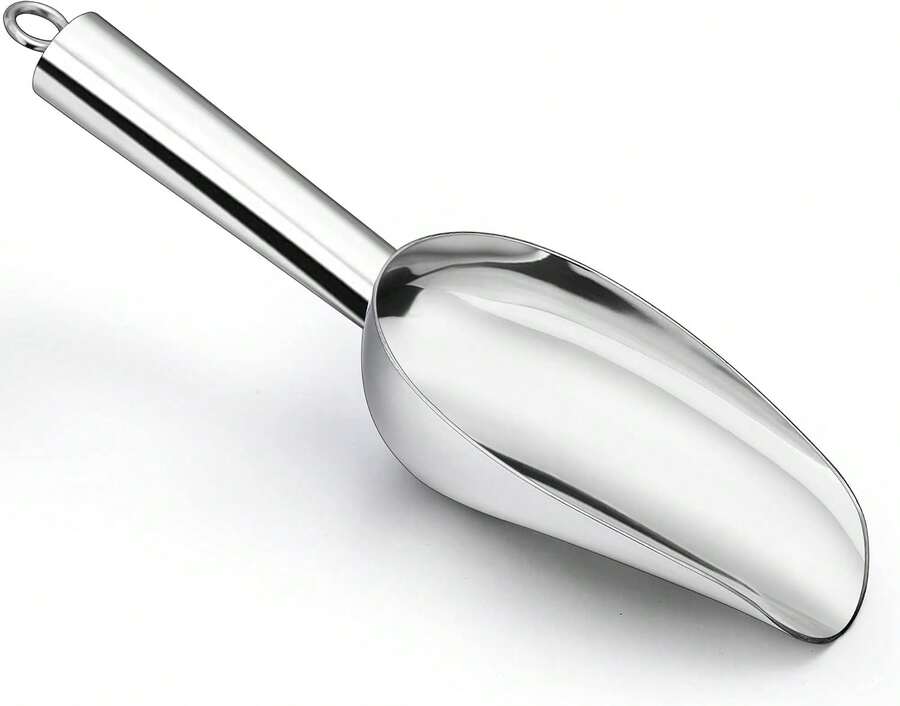LIANYU Ice Scoop For Freezer, 6 Ounce Stainless Steel Ice Scoop, Small Metal Food Scooper For Candy Flour Sugar, Utility Scooper For Home Kitchen Bar, Mirror Finish, Dishwasher - White - View 1