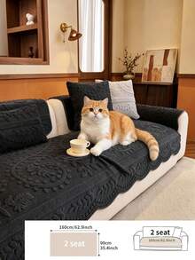 1pc Modern Fashion Minimalist Wavy Edge Sofa Cover - Anti-Slip & Anti-Scratch, Suitable For All Sofas (1/2/3/4 Seater, Loveseat, Sectional Sofa) - Easy To Clean & Machine Washable Cushion Cover - Dark Grey - View 13