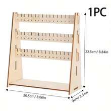 1pc Wooden Jewelry Display Stand - Home Boutique, Handmade Studio Desktop Storage - Durable Design, Multi-Slot Jewelry Rack - Multi-Functional Triangular Earring, Necklace, Bracelet Organizer - A - View 6