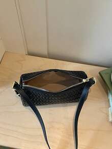 Autumn/Winter Vintage Small Woven Boston Bag For Women - Black - View 7