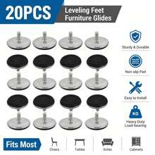 4/8/12/20pcs M8 X 20mm Screw-In Adjustable Furniture Leveling Feet, Floor Protectors For Home Furniture Table Sofa Chair Legs - A - View 10