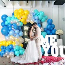 124pcs Seaside Pineapple Themed Balloon Arch Kit, Cartoon Sponge Style Balloon Party Decorations, Blue And Yellow Transparent Balloon Arch Kit, Birthday Party Decorations - View 4