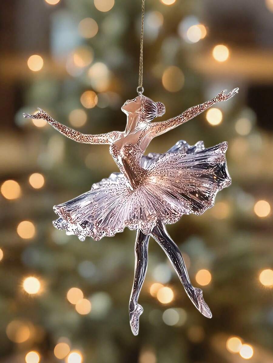 4pcs Shiny Dance Style Acrylic Christmas Tree Pendant - Elegant Holiday Decoration, Non-Stackable, Perfect For Home Or Vacation, Stylish 2D Flat Design, Not 3D,Christmas Decorations,Christmas Tree Hanging Ornemants - A - View 1