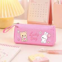 Pink Cartoon Design - Large Capacity Pencil Case, A Creative Stationery Box For Gifts,Back To School Supplies Essentials - Multicolor - View 9