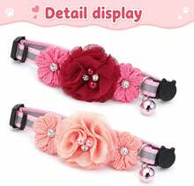 Fosaseua 2 Pack Floral Cat Collars With Bell And Removable Flower, Adjustable Kitten Collars  Cute Breakaway Cat Collar For Girl Cats Small Cats Dogs Daily Decoration - White - View 3