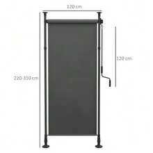Vertical Awning, Sunshade, Balcony Blind, 120x220-310cm, Weatherproof With Crank, Polyester, Dark Grey, For Terrace & Garden - 深灰色 - 查看 2