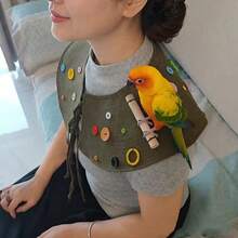 1件裝夏季鳥類肩披，鸚鵡防抓訓練互動披肩，玄鳳防咬易清潔保護鳥肩棲架（隨機鈕扣顏色） - 查看 6