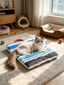 1pc Marble Striped Pattern Pet Bed Mat For Cats And Dogs, Double-Sided Reversible Pet Sleeping Pad, Portable Cat Bed Mat, Suitable For Indoor Use, Machine Washable - Multicolor - View 5
