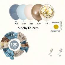 100pcs Grey Blue Sand White Brand Gold Balloon Arch Set, Suitable For Boy Birthday And Baby Shower, Foil Sequin Balloons - Baby Blue - View 2
