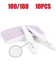 2/10/50PCS Crescent Shape Professional Nail Files, 100/180 Grit Nail Sandpaper, Callus Remover, Polishing Block, Nail Care Accessories Tools - Dusty Purple - View 11