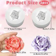 茉莉花矽膠蠟燭模具 2入，茉莉花矽膠模具，適用於樹脂翻模、製作花朵造型車用香氛蠟燭與手工皂、環氧樹脂翻模與石膏手工藝、DIY書架裝飾 - 花 - 查看 3