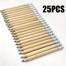 Natural Wood Short Pencils, 10mm Golf Short Pencils, Student HB Short Pencils, HB Mini Pencils With Eraser, Essential For Back To School Writing, Drawing And Note-Taking - Multicolor - View 7