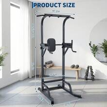 Ataucjin Power Tower Pull Up Bar Dip Station, Adjustable Height Home Gym Equipment, Heavy Duty Strength Trainer With 880 Lbs Capacity, Multi-Function Workout For Full Body Exercise, Stable Fitness Equipment - Black - View 4