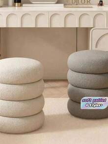 1pc Modern Round Donut Stool, Wool Fleece Covered Makeup Stool, Soft Filled Footstool Suitable For Living Room And Bedroom, Suitable For Birthday Gift, Party, Back To School, Home Decor - Multicolor - View 8
