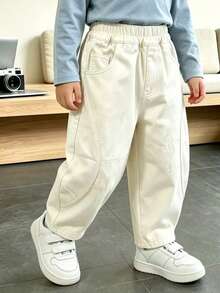 Boys' Toddler Autumn Loose Fit Soft Cotton Casual Long Pants, Suitable For Daily, Home And Outdoor Wear - Apricot - View 5