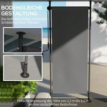 Vertical Awning, Sunshade, Balcony Blind, 120x220-310cm, Weatherproof With Crank, Polyester, Dark Grey, For Terrace & Garden - 深灰色 - 查看 4