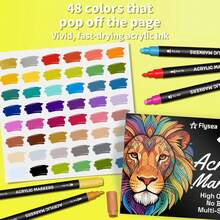 Flysea Dual-Tip Acrylic Paint Marker Set, 24pcs/36pcs/48pcs, 24 Colors/36 Colors/48 Colors, Suitable For Wood, Canvas, Stone, Rock Painting, Glass And Ceramic Surfaces, DIY Craft Art Supplies And Back To School Essential Stationery - Sets - View 15